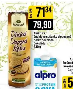 Jip Alnatura špaldové sušenky slepované hořká čokoláda nabídka