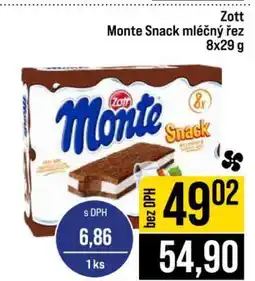 Jip Zott Monte Snack mléčný řez 8x29 g nabídka