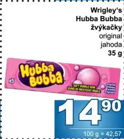 Jip Wrigley's Hubba Bubba žvýkačky nabídka