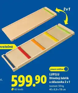 Lidl LUPILU Dřevěný žebřík a skluzavka 2 v 1 nabídka