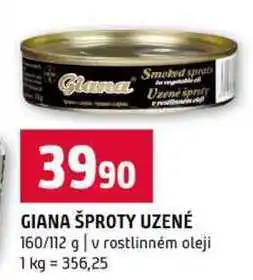 Terno GIANA ŠPROTY UZENÉ 160/112 g v rostlinném oleji nabídka