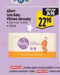 Albert Albert Cute Baby Vlhčené ubrousky 72 ks nabídka