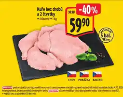 Albert Chov porážka baleno kuře bez drobů a 2 čtvrtky nabídka