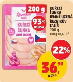 Penny Market Reznikuv kuřecí šunka jemně uzená talíř nabídka