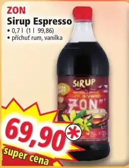 Norma ZON sirup espresso nabídka