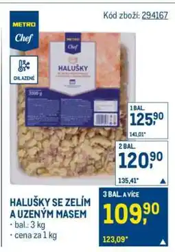 Makro Halušky se zelím a uzeným masem nabídka