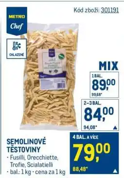 Makro Semolinové těstoviny nabídka