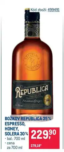 Makro BOŽKOV REPUBLICA 35 % ESPRESSO, HONEY, SOLERA 30 % nabídka