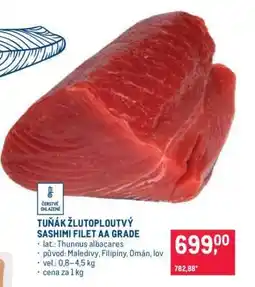 Makro Tuňák žlutoploutvý Sashimi filet AA grade nabídka