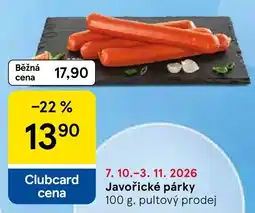 Tesco Javořické párky nabídka