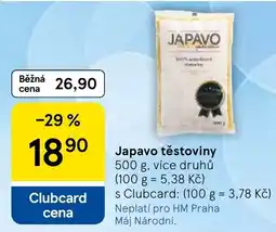 Tesco Japavo těstoviny nabídka