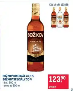 Makro BOŽKOV ORIGINÁL 37,5 %, BOŽKOV SPECIÁLY 30 % nabídka