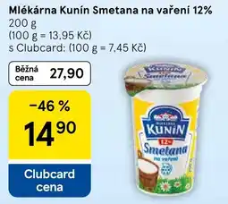 Tesco Kunín Smetana na vaření 12% nabídka