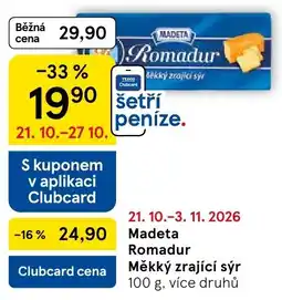 Tesco Madeta Romadur Měkký zrající sýr nabídka