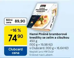Tesco Hamé plněné bramborové knedlíky se zelím a cibulkou nabídka