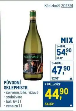 Makro Původní Sklepmistr nabídka