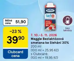 Tesco Meggle bezlaktózová smetana ke šlehání 30% nabídka