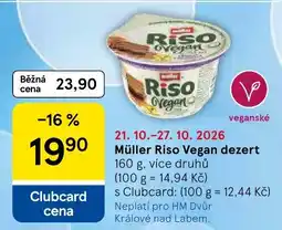 Tesco Müller Riso Vegan dezert nabídka
