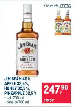 Makro JIM BEAM 40 %, APPLE 32,5 %, HONEY 32,5 %, PINEAPPLE 32,5 % nabídka