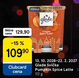 Tesco Glade Svíčka Pumpkin Spice Latte nabídka
