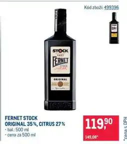 Makro FERNET STOCK ORIGINAL 35 %, CITRUS 27 % nabídka