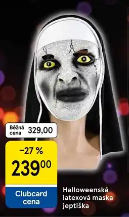 Tesco Halloweenská latexová maska jeptiška nabídka
