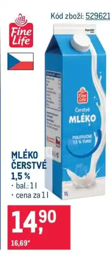 Makro Mléko čerstvé 1,5 % nabídka