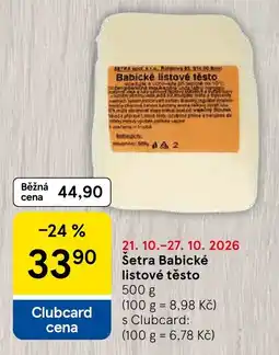 Tesco Šetra Babické listové těsto nabídka