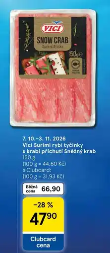 Tesco Vici surimi rybí tyčinky s krabí příchutí sněžný krab nabídka