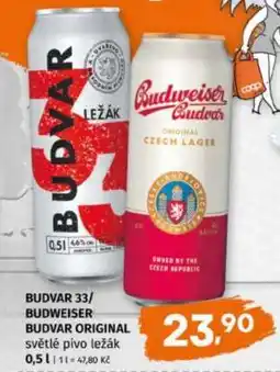 Terno BUDVAR 33/ BUDWEISER BUDVAR ORIGINAL světlé pivo ležák nabídka