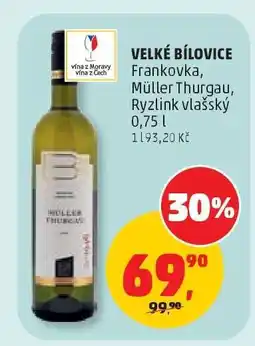 Penny Market VELKÉ BÍLOVICE Frankovka, Müller Thurgau, Ryzlink vlašský nabídka