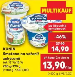 Kaufland KUNÍN Smetana na vaření/zakysaná nabídka