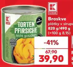 Kaufland Broskve plátky v sirupu nabídka
