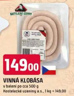 Trefa Kostelecké uzeniny vinná klobása nabídka