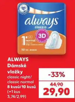 Kaufland Always Dámské vložky nabídka