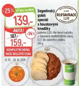 Globus Segedínský guláš speciál s houskovými knedlíky nabídka