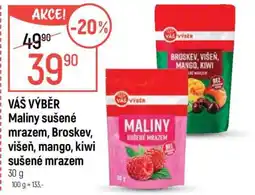 Globus VÁŠ VÝBĚR Maliny sušené mrazem, Broskev, višeň, mango, kiwi sušené mrazem nabídka