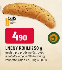 Trefa Cais lněný rohlík nabídka