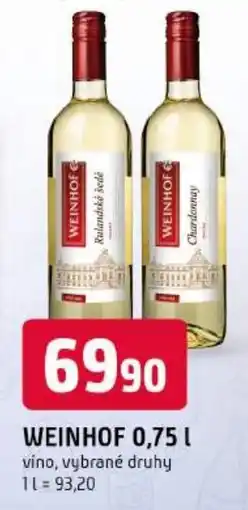 Trefa Weinhof vino, vybrané druhy nabídka