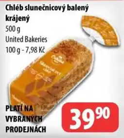 Partner Maloobchodní síť United Bakeries chléb slunečnicový balený krájený nabídka