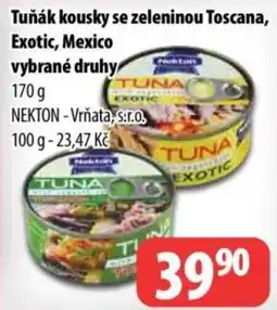 Partner Maloobchodní síť Nekton tuňák kousky se zeleninou toscana, exotic, mexico nabídka