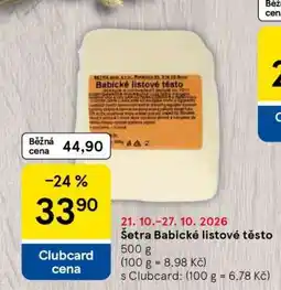 Tesco Šetra Babické listové těsto nabídka