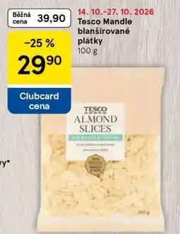 Tesco Tesco Mandle blanšírované plátky 100 g nabídka