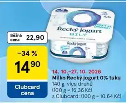 Tesco Milko Řecký jogurt 0 % tuku nabídka