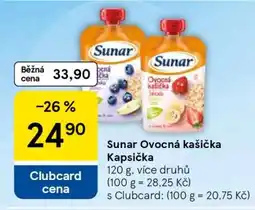 Tesco Sunar Ovocná kašička Kapsička nabídka