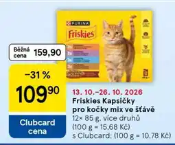 Tesco Friskies Kapsičky pro kočky mix ve šťávě nabídka