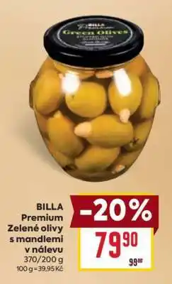 Billa BILLA Premium Zelené olivy s mandlemi v nálevu nabídka