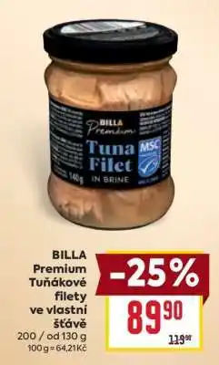 Billa BILLA Premium Tuňákové filety ve vlastní šťávě nabídka