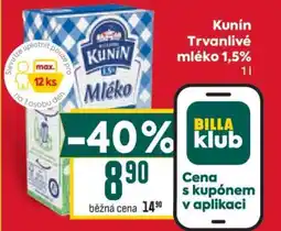 Billa Kunín Trvanlivé mléko 1,5% nabídka