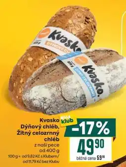 Billa Kvasko Dýňový chléb, Žitný celozrnný chléb nabídka